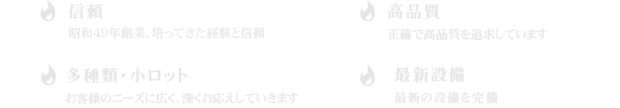 信頼・高品質・多種類小ロット・最新設備